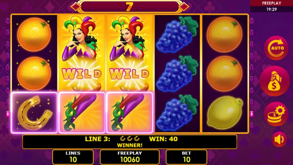 Lucky Joker 10 Expanding Wild bedeckt die gesamte Walze im Amatic-Slot – Walze 3 vollständig vom Joker Wild abgedeckt