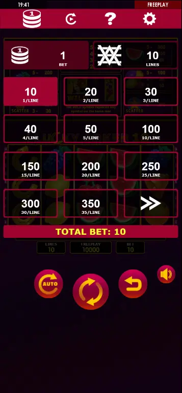 Setting bet level in Lucky Joker 10